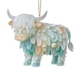 thumbnail image 2 of huayou Blue Sea Glass Highland Cow Hanging Ornament W Faux Round Bead Seashell Details for Christmas Tree Nautical Holiday Decoration Cozy Warm, 2 of 7