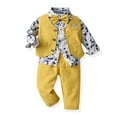 thumbnail image 2 of PINQI Toddler Casual Clothes Set for Spring Fall Summer Toddler Boys Long Sleeve Floral Prints T Shirt Tops Vest Coat Pants Child Kids Gentleman Outfits(A-D,4-5 Years, 2 of 7
