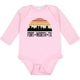 thumbnail image 3 of Inktastic Fort Worth Texas Skyline Retro Boys or Girls Long Sleeve Baby Bodysuit, 3 of 5
