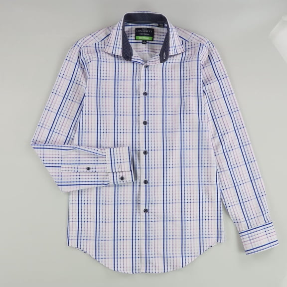 Con.Struct Mens Gingham Style Button Down Dress Shirt, Multicoloured, 14-14.5