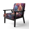 thumbnail image 3 of Designart "Dahlia landscape Vibrant Composition I" Blue Dahlia Upholstered Accent Chair - Traditional Arm Chair For Living Room, 3 of 5