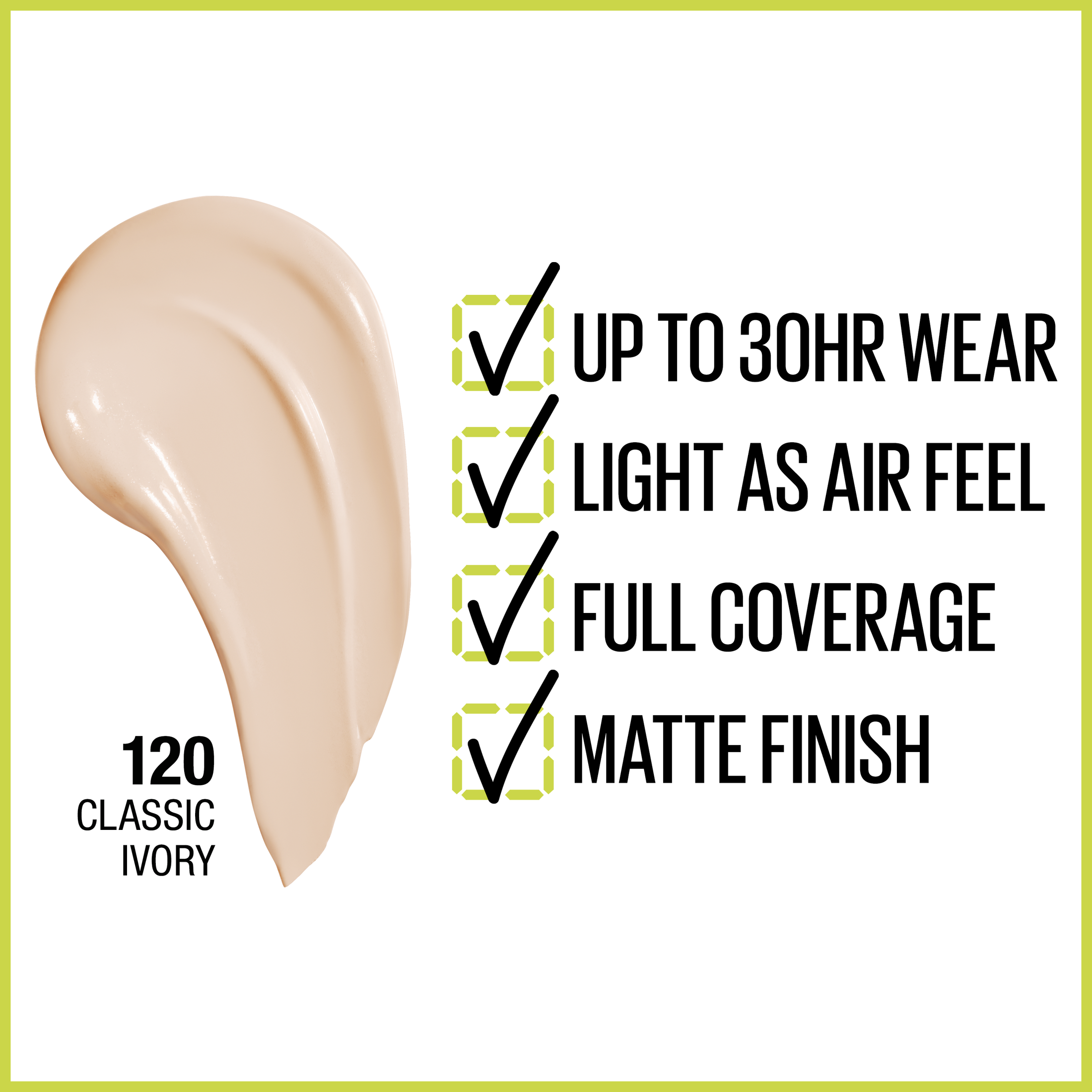 Maybelline Super Stay Liquid Foundation Makeup, Full Coverage, 120 Classic Ivory, 1 fl oz - image 3 of 8