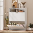 thumbnail image 2 of HOMCOM Armoire à Chaussures avec 2 Tiroirs Basculants et Tablette Supérieure, Blanc, 2 of 10