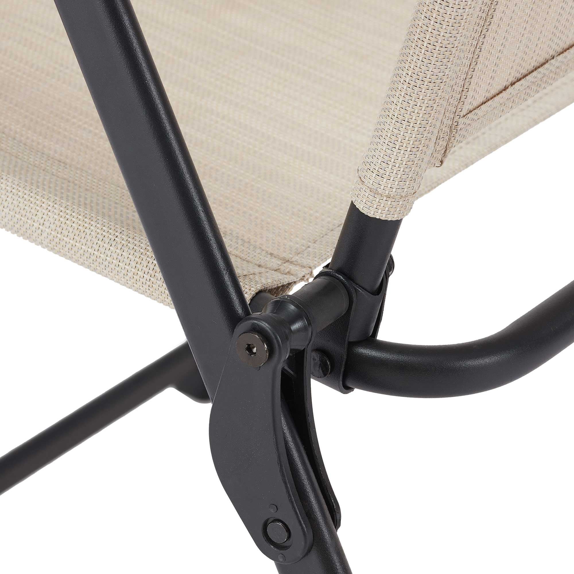 Mainstays Greyson Steel and Sling Folding Adult Outdoor Patio Armchair, Beige (Set of 2)