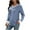 Blue, variant on Women's Long Sleeve Round Neck Casual Blouse Loose Fit Striped Top Horizontal Pinstripe Tunic