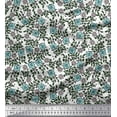 thumbnail image 1 of Soimoi Silk Fabric Leaves & Floral Block Print Sewing Fabric Yard 42 Inch Wide, 1 of 3