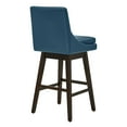 thumbnail image 6 of CHITA 30 inch Upholstered Swivel Faux Leather Counter Bar Stools with Back & Wood Legs Set of 2, Dark Blue, 6 of 9
