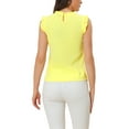 thumbnail image 3 of INSPIRE CHIC Women's Sleeveless Blouse Ruffled Pleated Wear-to-Work Chic Blouse L Light Yellow, 3 of 6