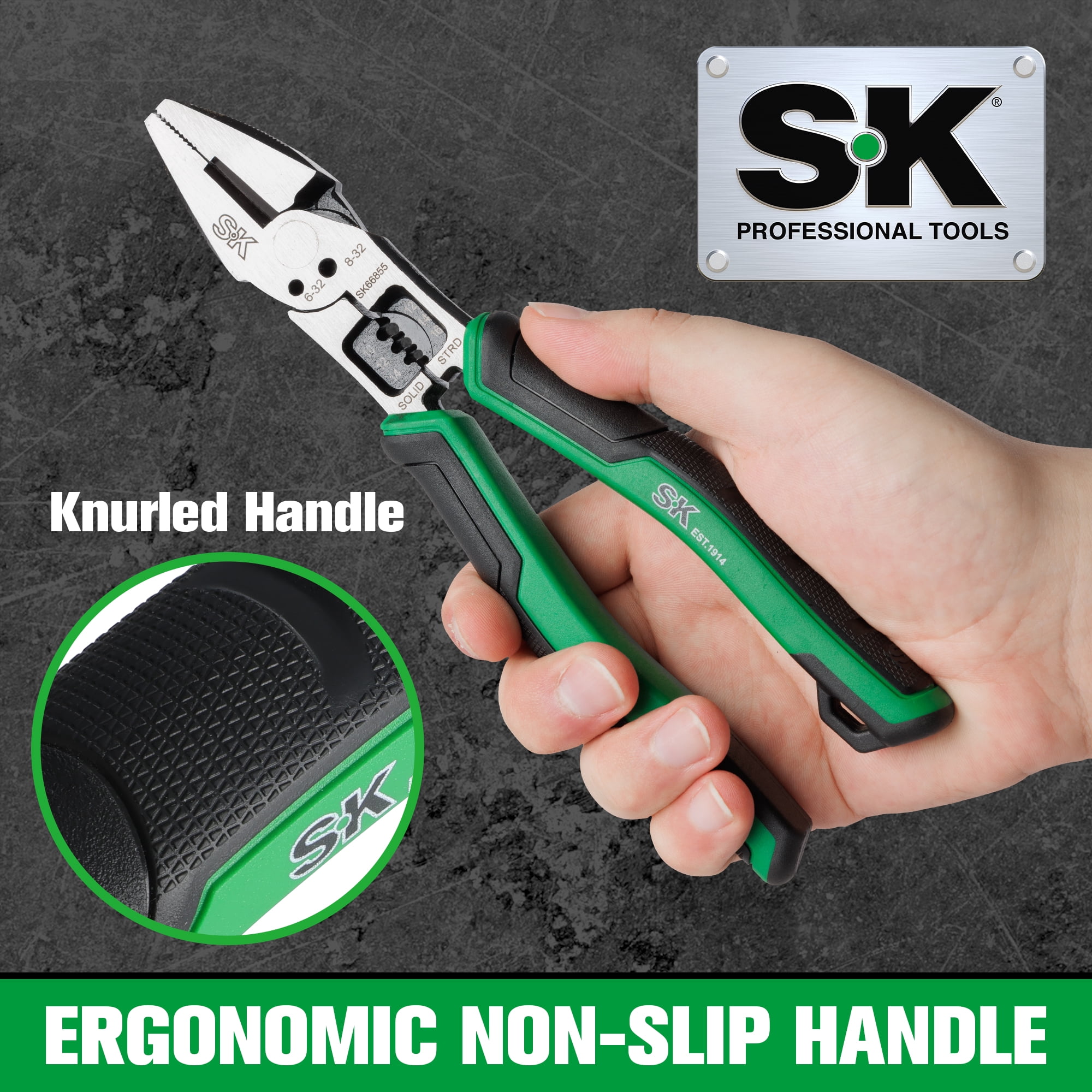 SK Hand Tools SK02107 8" Multi Linesman Pliers, 1 Piece