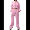thumbnail image 1 of Conjunto Deportivo para Mujer: Sudadera con Capucha y Cremallera de Larga con Pantalones de Color Liso con Cordones - Conjunto de Dos Piezas Rosa L, 1 of 10