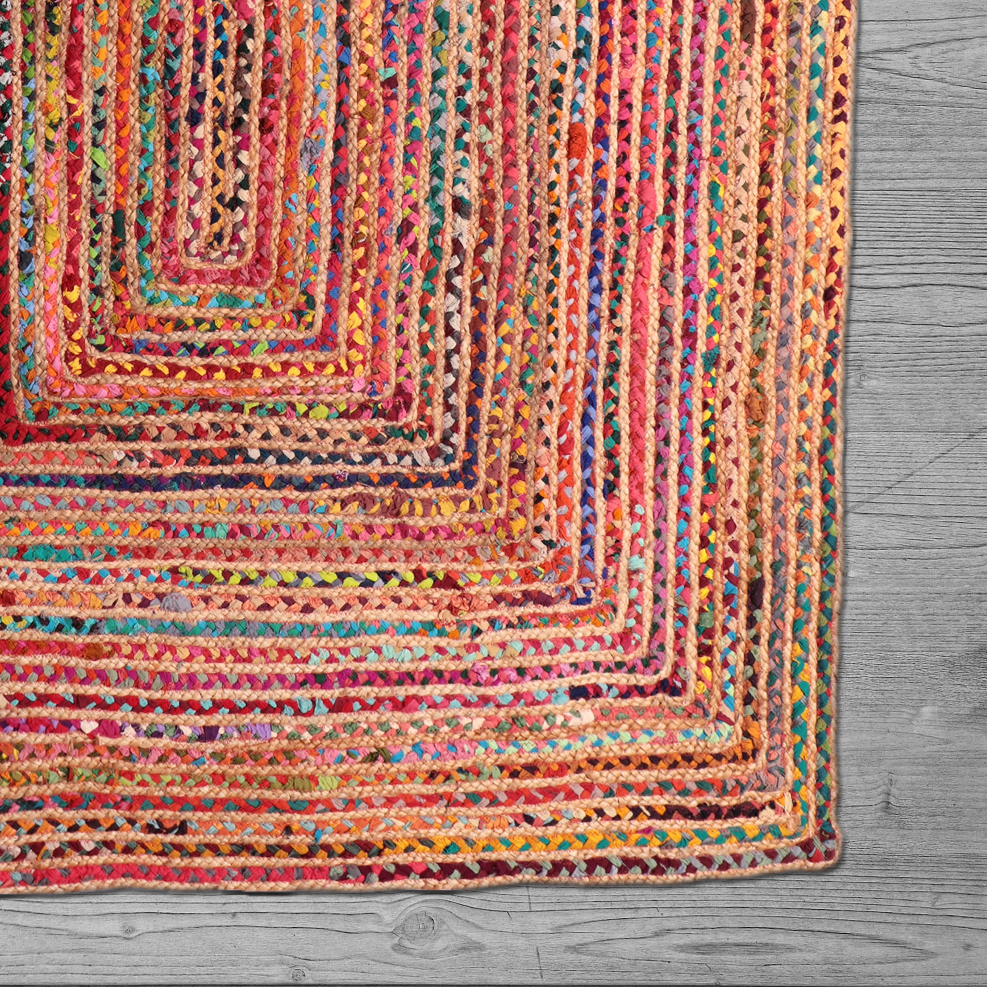LR Home Ian 5' x 7'6" Rainbow Braided Stripe Indoor Area Rug