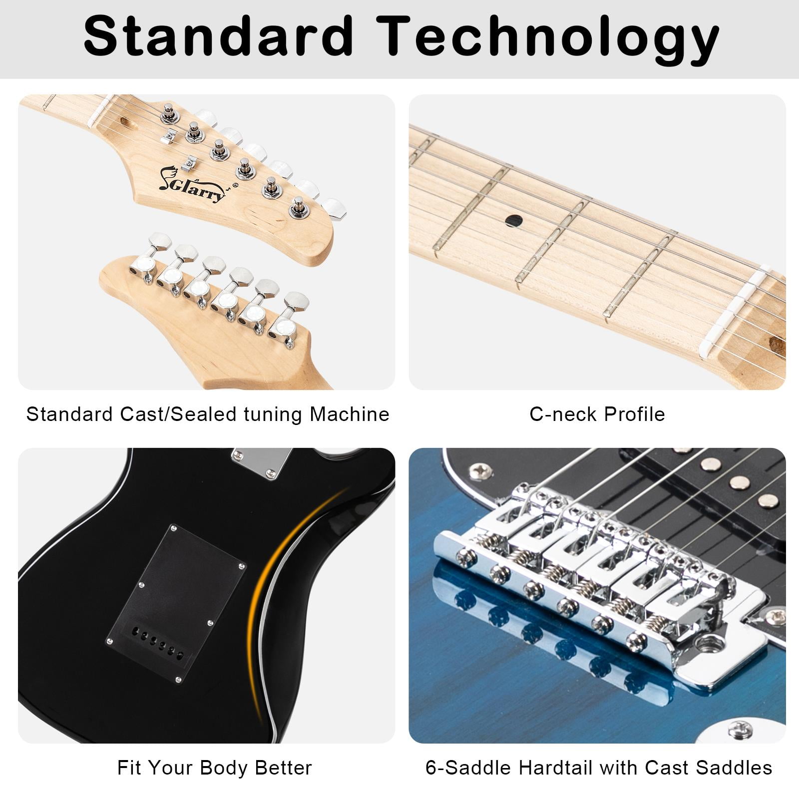Zimtown Full Size Electric Guitar for Beginner with 20 Watt Amp and Accessories,Dark Blue with Black Pickguard
