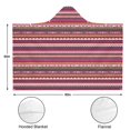 thumbnail image 3 of Wearable Blanket,Boho Red Colorful Striped Ethnic Pattern Hooded Wearable Flannel Blanket for Adults & Teens with Buckle,Winter Poncho Shawl Wrap Cape,60"x80", 3 of 5