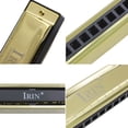 thumbnail image 4 of Armónica de Blues IRIN G-20 de 10 agujeros en tono G, diseño dorado para principiantes y expertos, compacta y portátil con estuche ABS y paño de limpieza., 4 of 6
