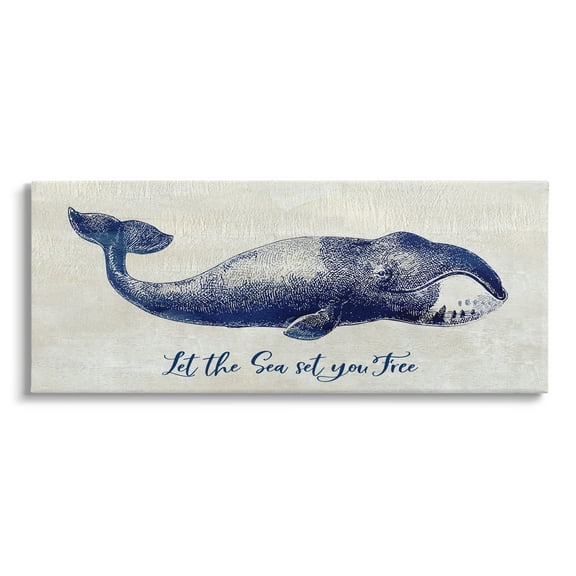 Stupell Industries Uplifting Nautical Sea Quote Detailed Whale Imagery Graphic Art Gallery Wrapped Canvas Print Wall Art, Design by Susan Jill