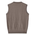 thumbnail image 3 of Men's Wool Knit Argyle Sweater Vest Ribbed V-Neck Knitwear Sleeveless Pullover Warm Cable Knitted Tank Top, 3 of 4