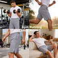 thumbnail image 2 of LONKITO Mens Shorts Athletic Gym Running Shorts with Zipper Pockets Drawstring Elastic Waist Summer Clothes for Home Casual Beach, 2 of 7