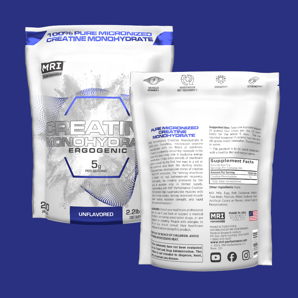 MRI Micronized Creatine Monohydrate Powder, 1000g, Unflavored, 5g per Serving, 200 Servings