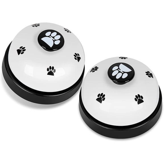 Dog Training Bell, Set of 2 Dog Puppy Pet Potty Training Bells, Dog Cat Door Bell Tell Bell with Non-Skid Rubber Base 2 Pack White