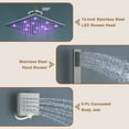 thumbnail image 5 of Boyel Living 12 inch Ceiling Mount Shower Head LED Light 3 Function Thermostatic Shower System with 6 Body Jets ,Brushed Nickel, 5 of 8