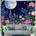 thumbnail image 4 of Creowell  Aesthetic Moon Flower Tapestry, Starry Sky Plant Floral Tapestry Wall Hanging For Bedroom, Nature Scenery Tapestry Wall Decor  60x50inch, 4 of 6