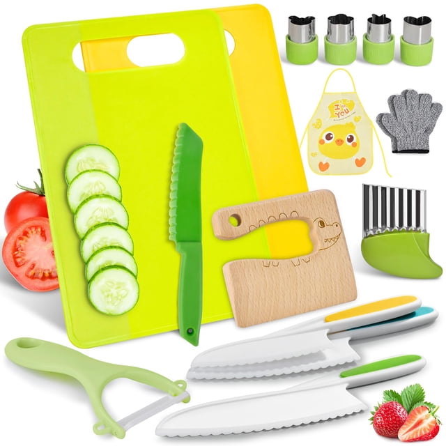 Juego de cocina para niños Montessori Toys COVLUROTO con cuchillo, 15 piezas
