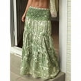 thumbnail image 2 of Color 4 Women Blue And White Paisley Printed Boho Tiered Maxi Skirt With Smocked Waist, 2 of 5