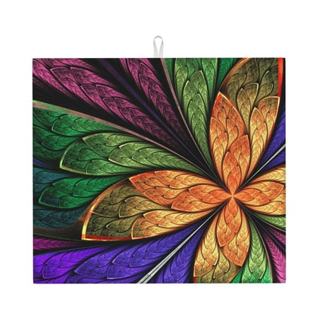 

Vsdgher Multicolored Beautiful Flower1 Print Dish Drying Mat Kitchen Counter Mat Dish Drying Pad for Dishes Utensils Pots and Pans 16 x 18