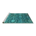 thumbnail image 2 of Ahgly Company Machine Washable Indoor Square Oriental Turquoise Blue Industrial Area Rugs, 5' Square, 2 of 4