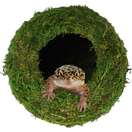 Mossy Caves, Artificial Green Moss Caves Hide for Pet Reptile Frogs and Snakes, Terrarium & Vivarium Decor, Crested Gecko Tank Decor (4" - Woodland Green)