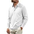 thumbnail image 6 of Hngshg Mens T-Shirts Big and Tall Comfy Button Up Collared Tops Long Sleeve Solid Color Pullover Tee Shirts, 6 of 7
