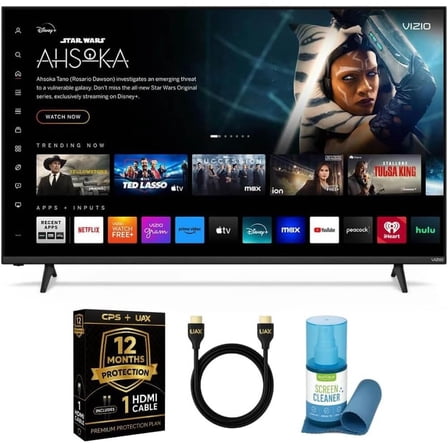 Vizio 55-Inch 4K UHD LED Smart TV Bundle - Dolby Vision, HDR10 , VRR, Bluetooth, Alexa Compatible, Voice Remote with UAX HDMI Cable, 12-Month CPS Protection and Screen Cleaner with Microfiber Cloth.