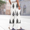 thumbnail image 6 of WTOBBY Women's Summer Boho Palazzo Wide Leg Pants with Geometric Print High Waist Elastic Drawstring and Side Pockets for Fashionable Comfort ,White XL, 6 of 7
