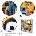 thumbnail image 3 of Designart "Graffiti Art Eyes Chaos in Yellow and Blue I" Abstract Framed Wall Art - Transitional Yellow Abstract Collages Entryway Framed Wall Art Print, 3 of 6