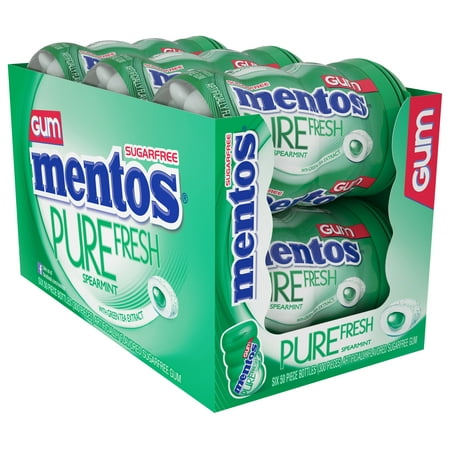 Mentos Gum - Mentos, Pure Fresh, Sugar Free Spearmint Chewing Gum, 50 Pcs, 6 Ct