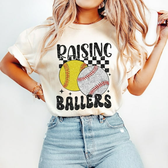 Retro Softball Baseball Shirt, Glitter Baseball Shirt, Sublimation Design Shirt, Sports Shirt, Raising Ballers Shirt, Baseball Mom