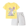 thumbnail image 3 of HILEELANG Toddler Girls 100% Cotton Hello Spring Bunny Short Set, Sizes 5T, 3 of 7