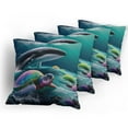 thumbnail image 5 of Ambesonne Nautical Throw Pillow Cover 4 Pack, Trippy Turtle with a Whale, 20", Teal Multicolor, 5 of 7