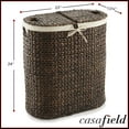 thumbnail image 7 of Casafield Oval Laundry Hamper with Lids and Removable Liner Bags - Espresso Dark Brown, Woven Water Hyacinth 2-Section Laundry Basket for Clothes, 7 of 7