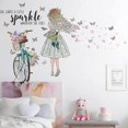 thumbnail image 5 of UBIUODIY Hada Niña Bicicleta Pegatinas de Pared Flores Mariposas Calcomanías de Pared Extraíbles Brillante Niña Vinilo Arte de Pared para Niñas Bebé UBIU Oursery Dormitorio Li, 5 of 5