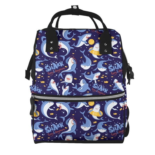 Easygdp Cute Shark para Bolsa de Bebé de Gran Capacidad con Múltiples Bolsillos, Bolsa de Pañales para Padres, Bolsa de Viaje Organizada y Elegante