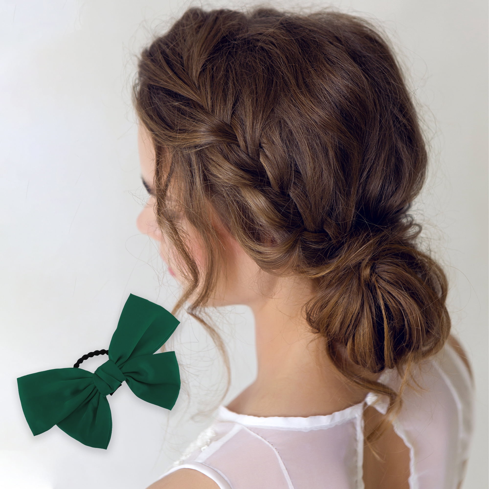 NOMADIC NOOK 3 Pcs Bowknot Hair Rope Hair Scrunchies for Women for Girls Green&Navy Blue&Beige