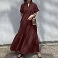thumbnail image 1 of Summer Holiday Long Dress Women Elegant Maxi Sundress Causal V Neck Short Sleeved Vestidos ZANZEA Solid Oversized Robe Femme5XL Gao Jinjia LED, 1 of 2