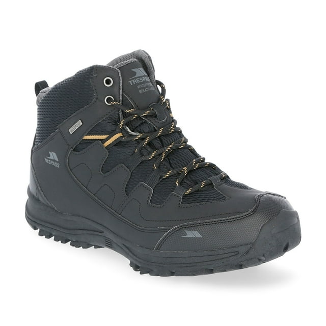 Trespass Bottes pour Hommes Finley - Coupe Mi-Haute, Imperméables, Membrane Respirante, Soutien de Cheville, Col et Languette Coussinés, Protège-Orteils et Talon Durables, Tige en PU/Textile, Semelle Extérieure TPR