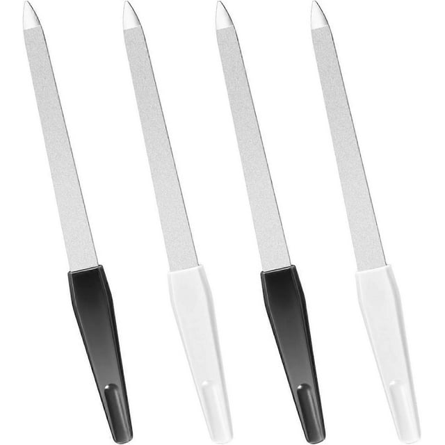 4pack Metal Nail Files, Professional Nail Files for Natural Nails, Double Sided Sapphire Grit for Shaping Styling Gel and Acrylic Nails