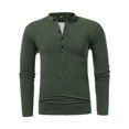 thumbnail image 3 of HBFAGFB Chemises de Travail à Manches Longues pour Hommes Chemise Décontractée à Boutons Col Rond Simple Slim Vert Armée Taille 2TG, 3 of 4