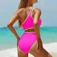 thumbnail image 5 of One Piece Bathing Suit for Women One Shoulder Swimsuit Tummy Control Cutout Padded Swimwear Hot Pink M, 5 of 5
