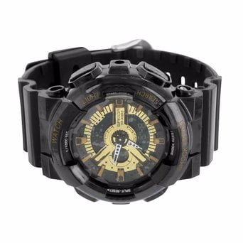 Black Gold Shock Resistant Sports Watch For Men Digital Analog...