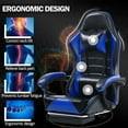 thumbnail image 5 of 360 Degree Swivel Ergonomic Gaming Chairs, Comfortable PU Leather Computer Chair with Adjustable Arm Support and Headrest, Adjustable Lumbar Desk Office Chair for Adults 350lb, Blue, 5 of 7