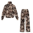 thumbnail image 5 of SCRAWLGOD Camo Forest Leaf Print Women's 2 Piece Outfits Long Sleeve Pullover Loose Sweatshirt Wide Leg Pants with Pockets Turtleneck Sweatsuit Loungewear Set, XS, 5 of 7